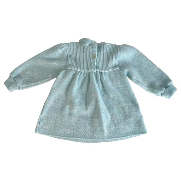VIntage Baby Girl Sweet Treats Knit Dress Pastel Blue Size 18 Month Made Israel - Picture 4 of 7